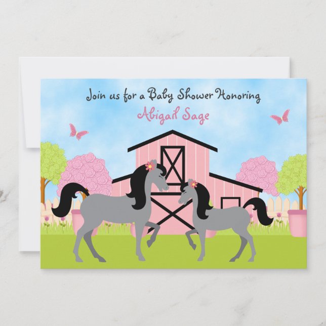 Joli Cheval Barne Baby Shower Invitations (Devant)