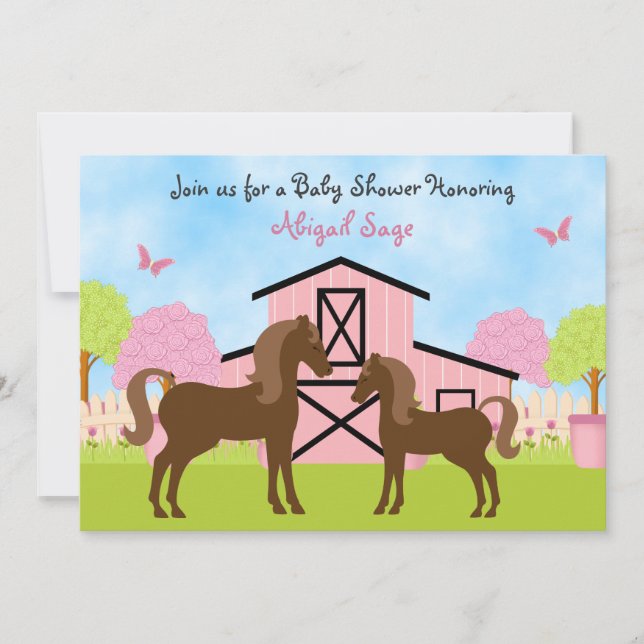 Joli Cheval Barne Baby Shower Invitations (Devant)