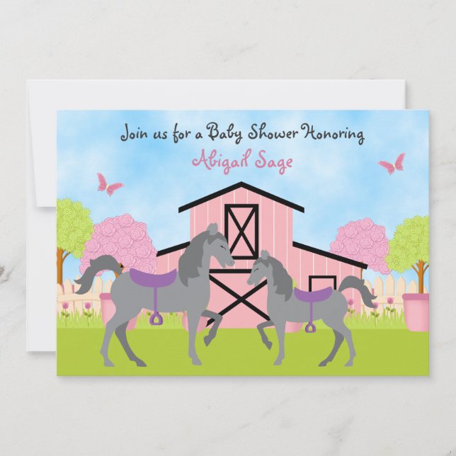 Joli Cheval Barne Baby Shower Invitations (Devant)