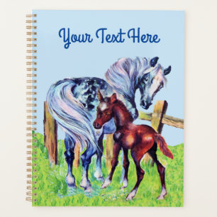 Joli Cheval Mère avec bébé dans Ciel Bleu Grass