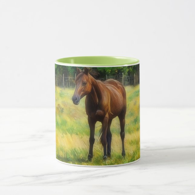Joli Cheval sur une ferme Cheval Art Mug Cup (Centre)
