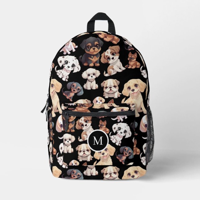 Joli Chien Chien Noir Sac à dos imprimé (Recto)