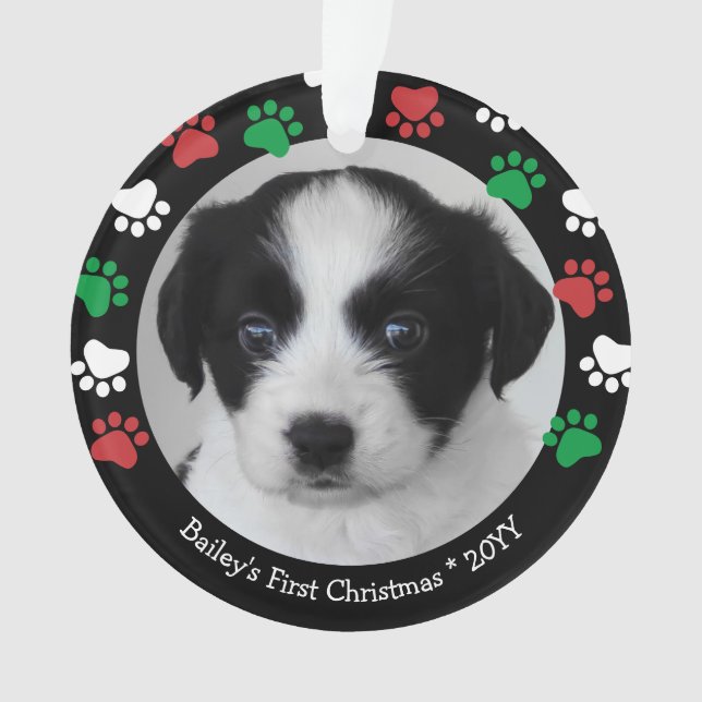 Joli Chien Chiots Premier Noël Empreintes de Patte (devant)