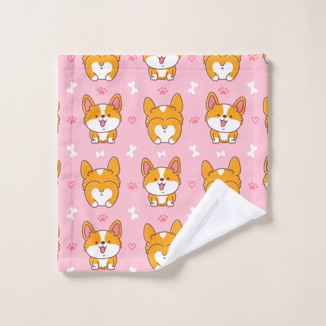 Joli chien de corgi sans couture motif (Gant de toilette)