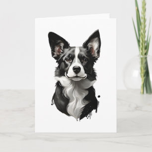 Joli chien noir et blanc Chien Chien Carte de vœux