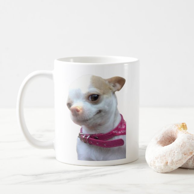 Joli Chihuahua Dog mème Mug double face (Avec donut)