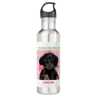 Joli chiot avec bouteille d'eau Rose pour enfants