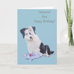 Joli chiot collie réaliste chien art carte d'anniv