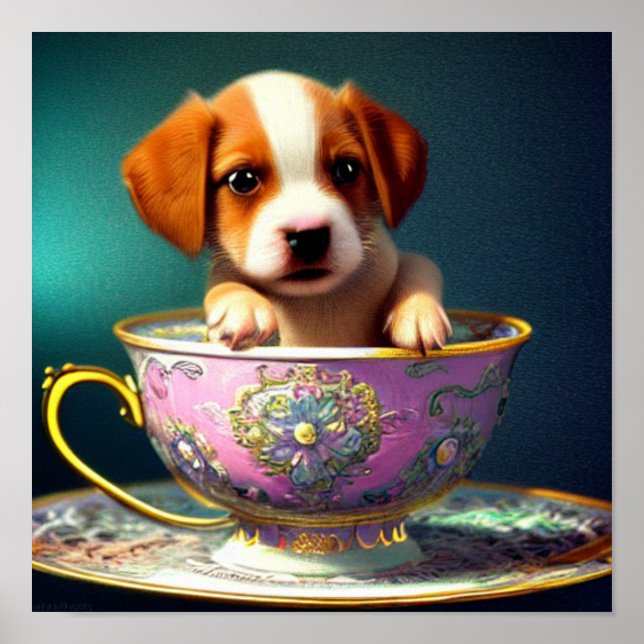 Joli chiot dans une affiche de Tea-up (Devant)