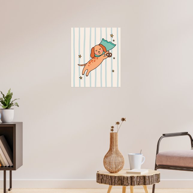 Joli chiot endormi avec affiche de chambre d'enfan (Salon 3)