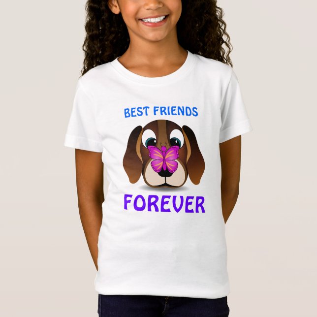 Joli chiot et papillon Meilleurs amis T-shirt enfa (Devant)