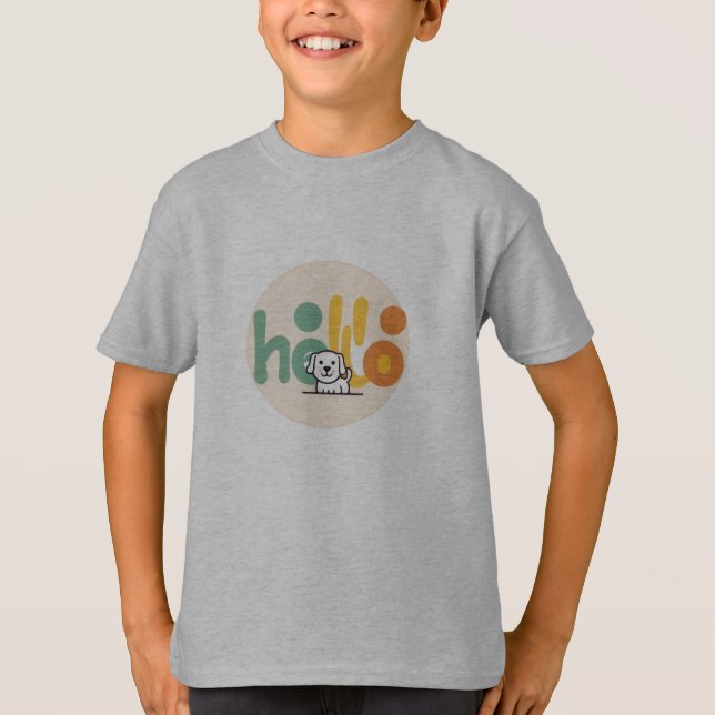 Joli chiot "Hello" t-shirt graphique (Devant)