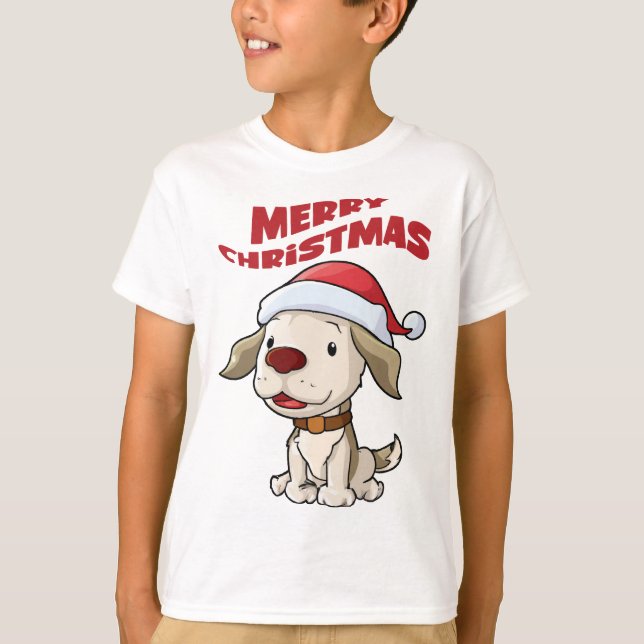 Joli chiot Joyeux T-shirt de Noël (Devant)