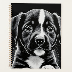 Joli chiot noir et blanc – Planificateur pour amou