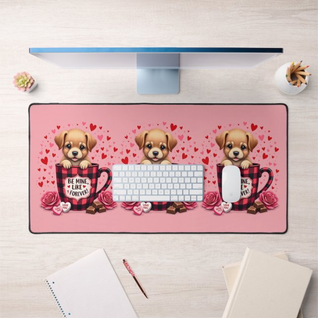 Joli chiot Valentine Buffalo Plaid Musique esthéti (Bureau 1)