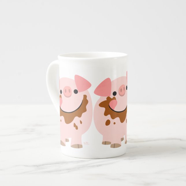Joli chocolat caricature Porc Os Os Chine Mug (Devant gauche)