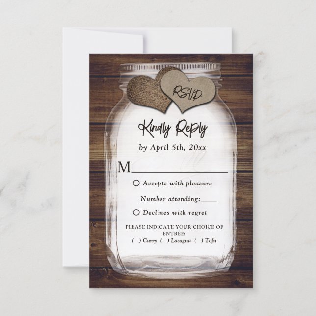 Joli choix de menus de mariage rustique en bois da (Devant)