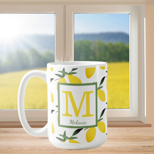Joli citron Motif Monogramme Nom Mug