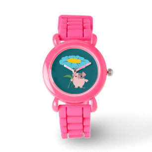 Joli Cochon De Carton Avec Cadeau (Bleu) Montre