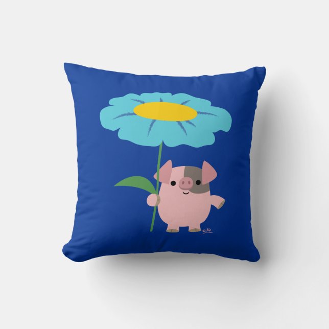 Joli Cochon De Cartoon Avec Coussin Cadeau (Bleu) (Recto)