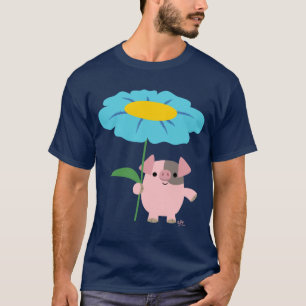 Joli Cochon De Cartoon Avec T-Shirt Cadeau (Bleu)