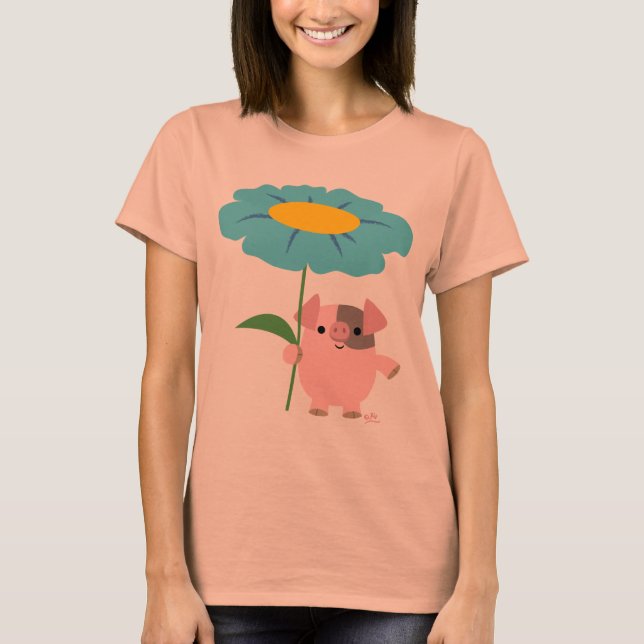 Joli Cochon De Cartoon Avec T-shirt Femme Cadeau ( (Devant)