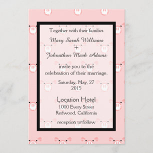 Joli Cochon Rose Face Motif Amusant Faire-part de 