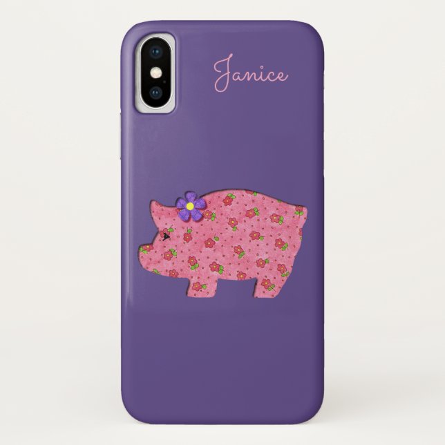 Joli cochon rose iPhone X Coque (Dos)