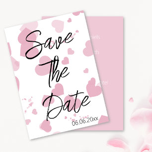 Joli coeur d'amour rose Enregistrer la date Carte