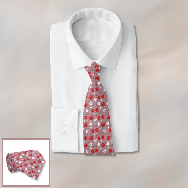 Joli col cravate motif cerise (Pretty cherry pattern neck tie . )