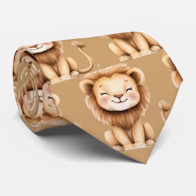 Joli Collet Lion Brun Sourire Cravate (Roulé)