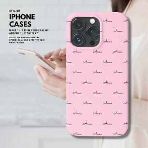 Joli coque iphone rose clair Monogramme moderne