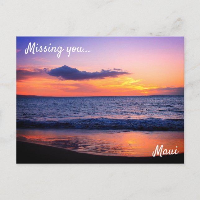 Joli coucher de soleil sur la carte postale Maui (Devant)