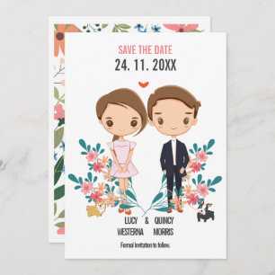 Joli couple joli boho floral enregistrer la date
