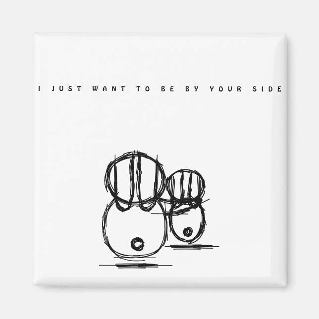 Joli Couple Lapin Magnet | Être à Vos Côtés  (Devant)