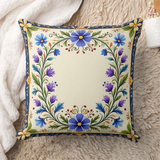 Joli coussin à couronne florale. (Couverture)