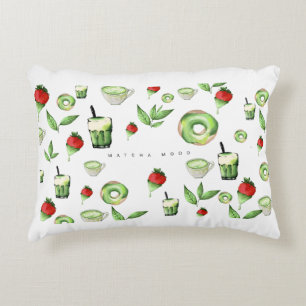 Joli Coussin à Jeter Matcha et Fruits au Style Est