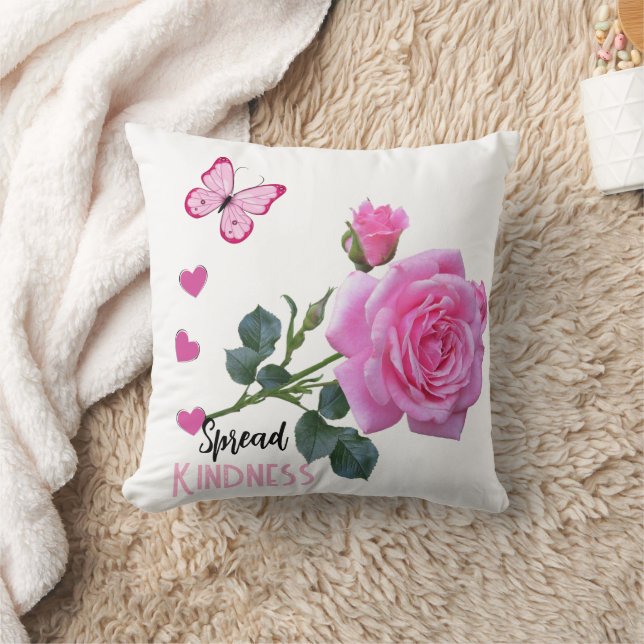 Joli Coussin à Jeter Papillon Rose Cœur Mignon (Couverture)