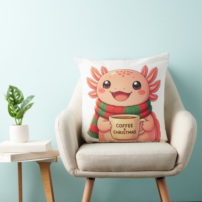 Joli coussin à lancer à café de Noël Axolotl (Chaise)