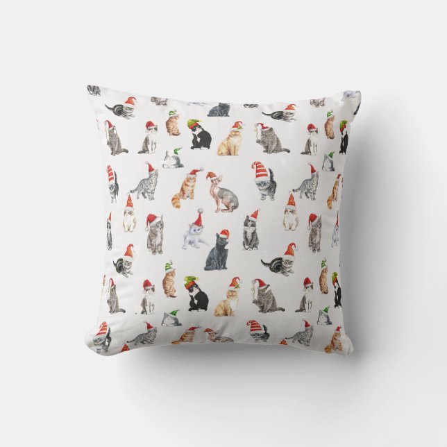 Joli Coussin à Motif de Chat de Noël  (Recto)