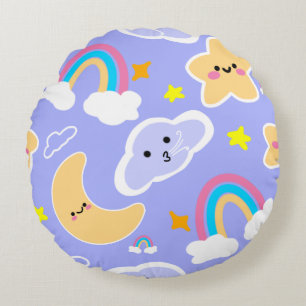 Joli Coussin Bleu à Motif de Nuage Arc-en-Ciel