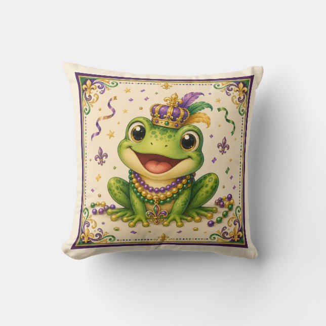 Joli Coussin de Grenouille de Mardi Gras de la Nou (Recto)