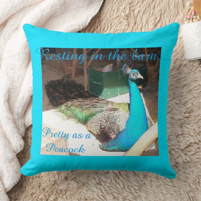 Joli Coussin de Jet en forme de Paon Bleu Mâle (Couverture)