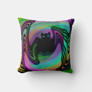 Joli Coussin de Jet Psychedélisque de Chauve-Souri