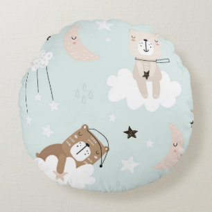 Joli Coussin de Jeté Bleu Teddy pour la Nurserie
