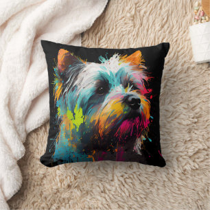 Joli Coussin de Jeté Coloré de Yorkie