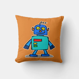 Joli Coussin de Jeté de Robot Bleu, Robot de Dessi