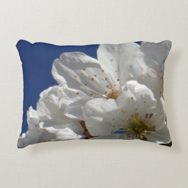 Joli Coussin de Jeté Fleurs Blanches (Devant)