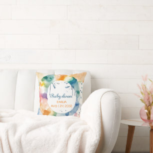 Joli Coussin de Lancer de Baby-Shower Bohème Perso