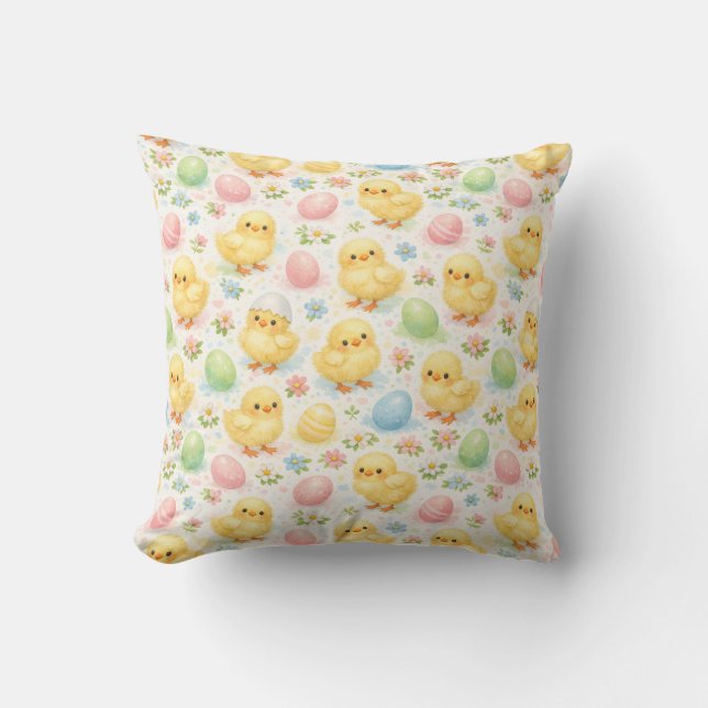Joli Coussin de Lancer de Pâques Poussin et Œuf à  (Recto)